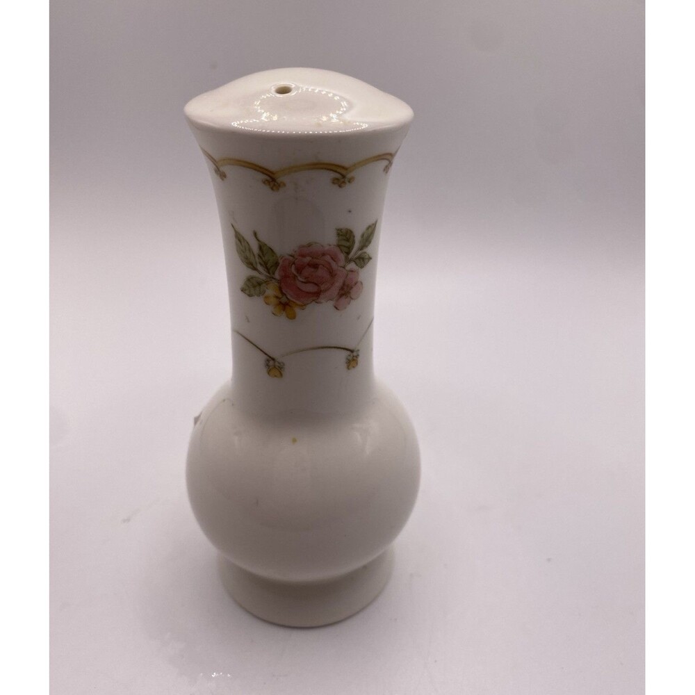 Versatone by Noritake Floral Ceramic Pepper Shaker White Pink Gold